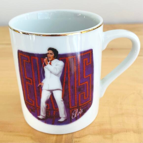 Vintage Set 4 80s Elvis Presley Coffee Cup Mugs 24K 50th Collector Porcelain - Picture 11 of 16